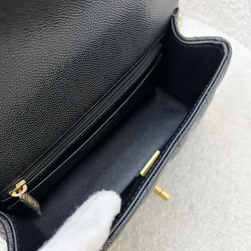 [Brand New] Chanel 25B Top Handle Mini Rectangular Flap in Black Caviar and AGHW (Model: AS5701)