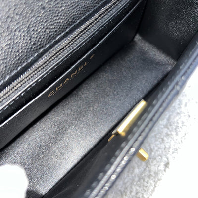 [Brand New] Chanel 25B Top Handle Mini Rectangular Flap in Black Caviar and AGHW (Model: AS5701)