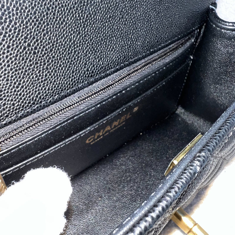 [Brand New] Chanel 25B Top Handle Mini Rectangular Flap in Black Caviar and AGHW (Model: AS5701)