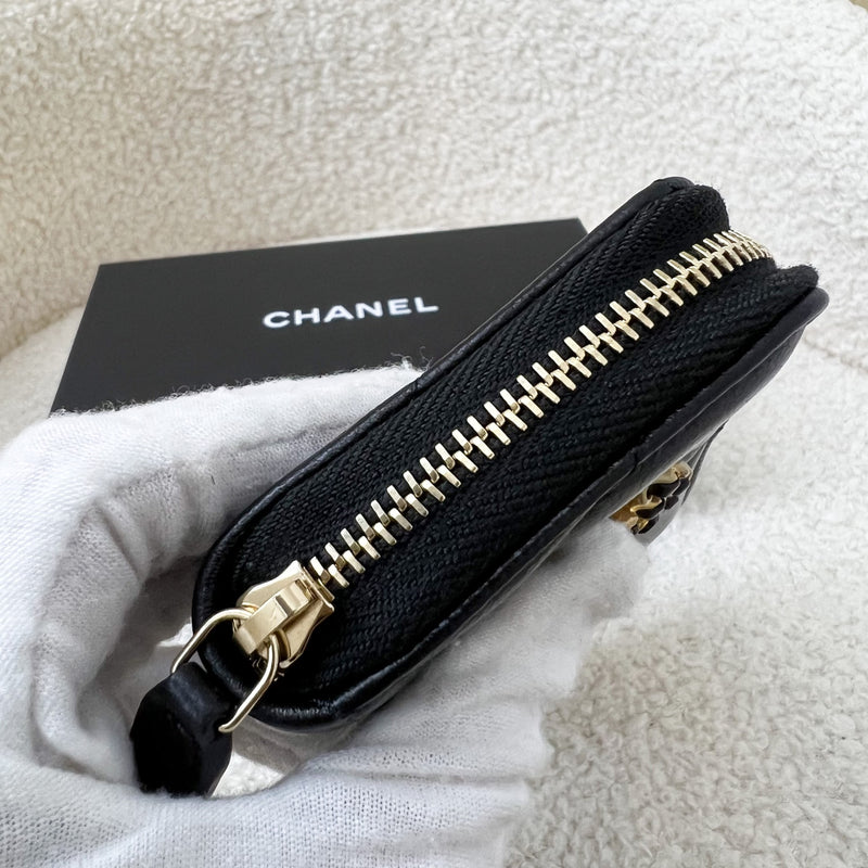 Chanel 19 Zippy Card Holder in Black Lambskin AGHW