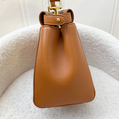 Fendi Mini Peekaboo in Brandy and White Lambskin and GHW