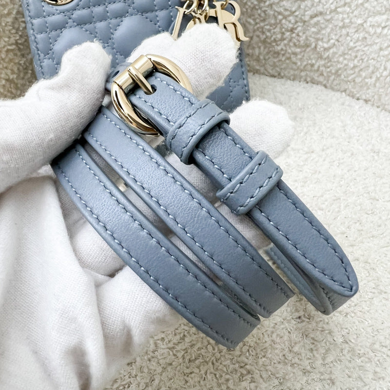 Dior Micro Lady Dior in Cloud Blue Cannage Lambskin and LGHW (Model: S0856ONGE, Colour: M81B)