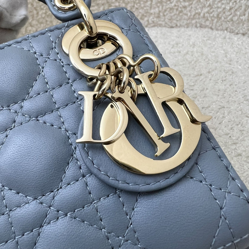Dior Micro Lady Dior in Cloud Blue Cannage Lambskin and LGHW (Model: S0856ONGE, Colour: M81B)