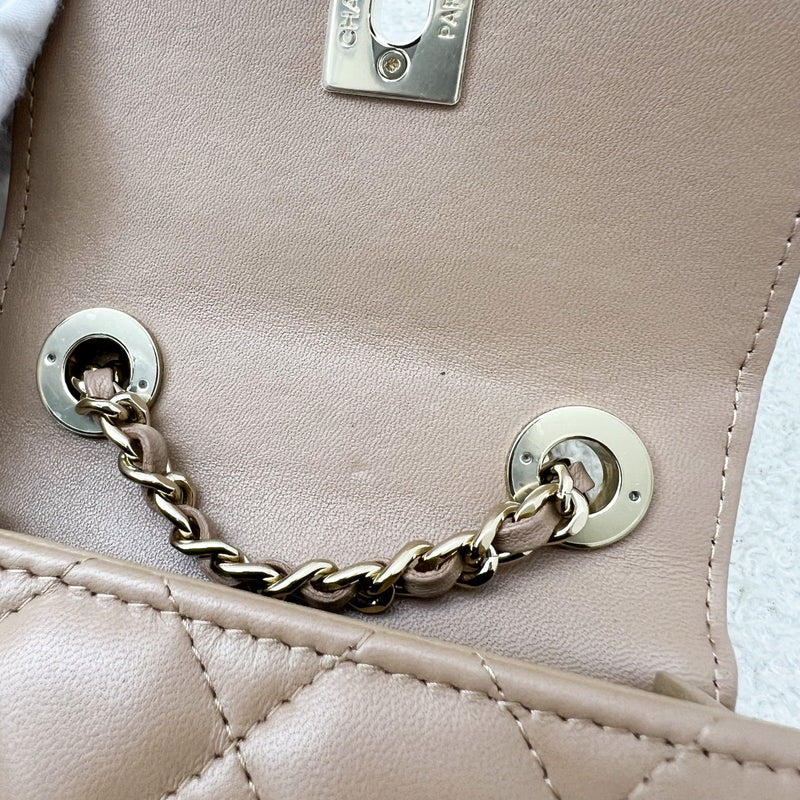 Chanel Trendy CC Micro Bag / Clutch on Chain in 22B Beige Lambskin and LGHW