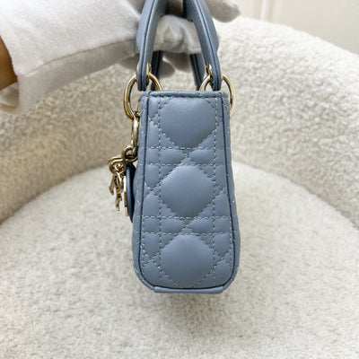 Dior Micro Lady Dior in Cloud Blue Cannage Lambskin and LGHW (Model: S0856ONGE, Colour: M81B)