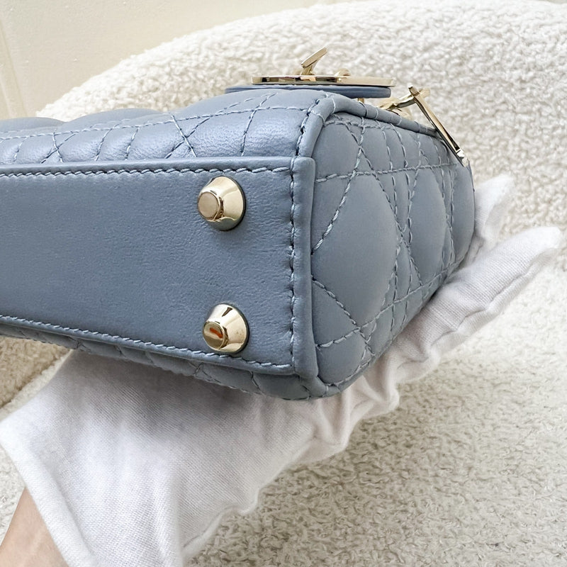 Dior Micro Lady Dior in Cloud Blue Cannage Lambskin and LGHW (Model: S0856ONGE, Colour: M81B)