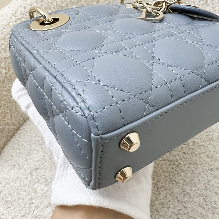 Dior Micro Lady Dior in Cloud Blue Cannage Lambskin and LGHW