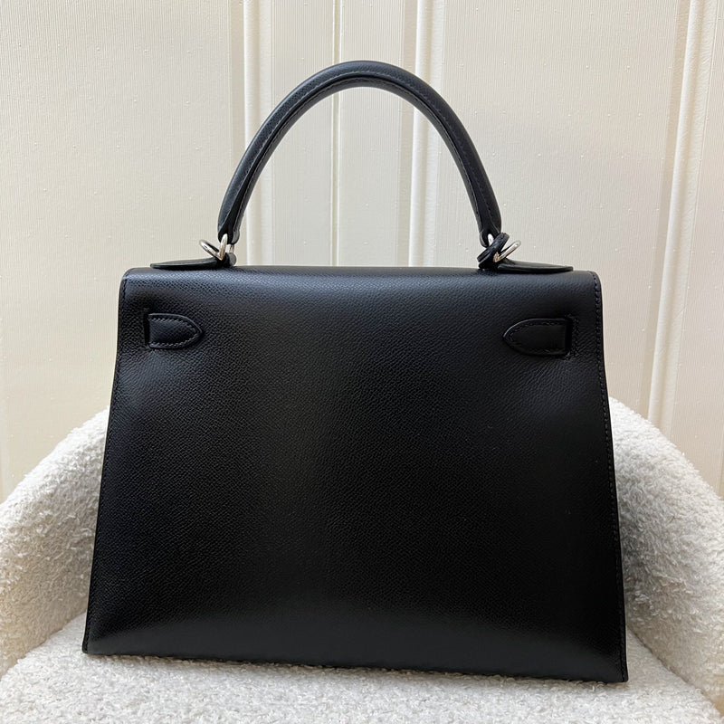 Hermès Vintage Kelly 28 Sellier in Black Noir Courchevel Leather and PHW