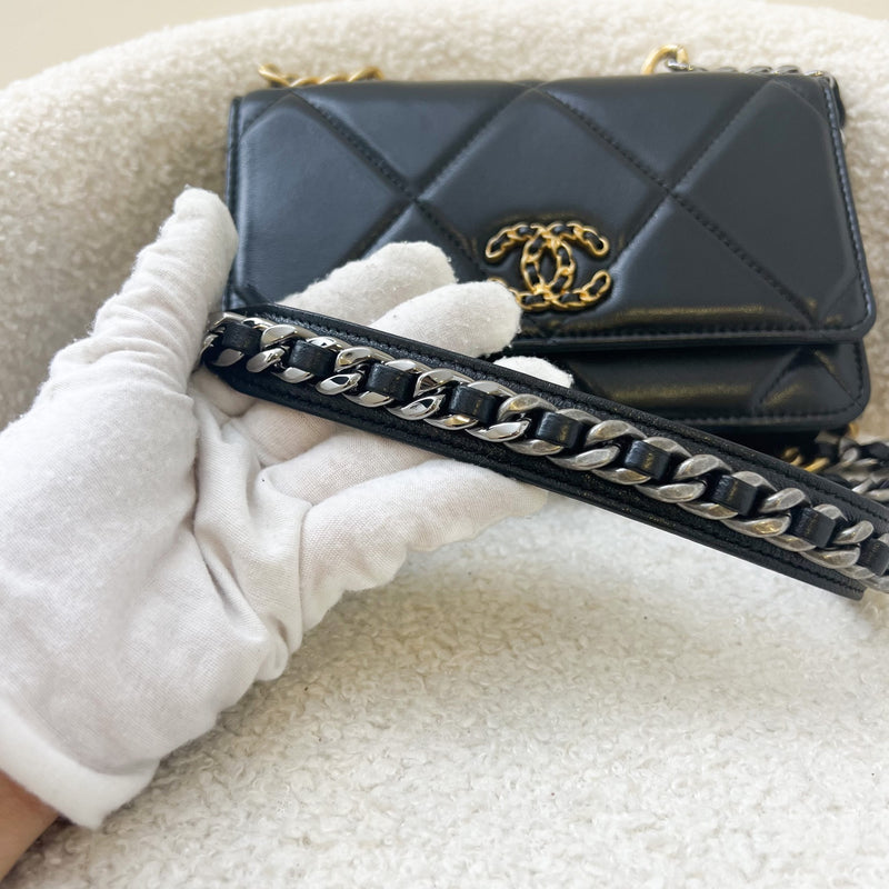 Chanel 19 Wallet on Chain WOC in Black Lambskin 3 Tone HW