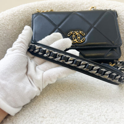 Chanel 19 Wallet on Chain WOC in Black Lambskin 3 Tone HW