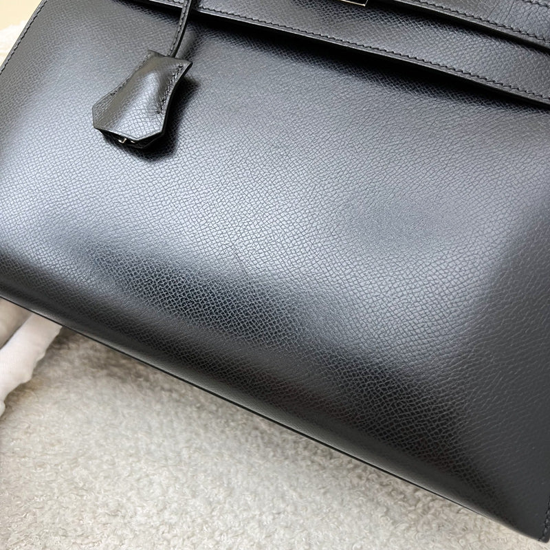 Hermès Vintage Kelly 28 Sellier in Black Noir Courchevel Leather and PHW