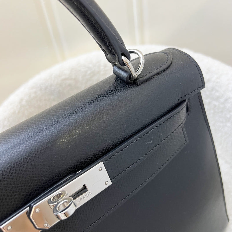 Hermès Vintage Kelly 28 Sellier in Black Noir Courchevel Leather and PHW