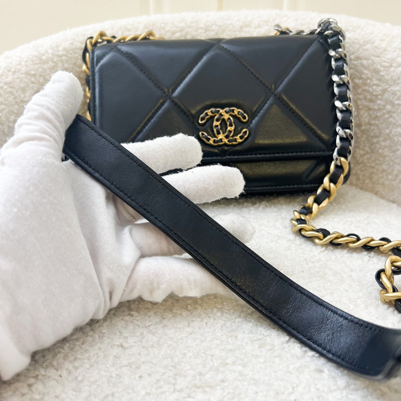 Chanel 19 Wallet on Chain WOC in Black Lambskin 3 Tone HW