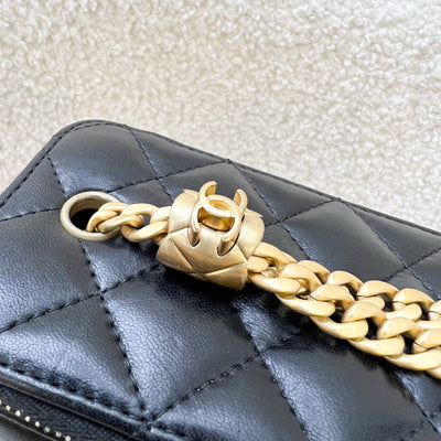 Chanel 22K Adjustable Chain Small Vanity in Black Lambskin and AGHW