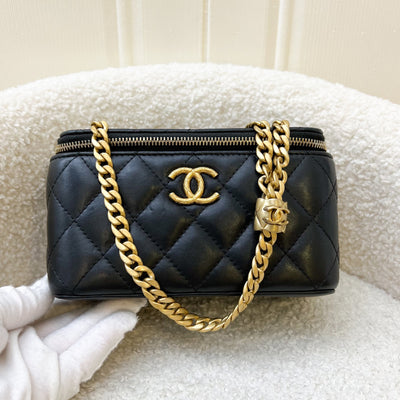 Chanel 22K Adjustable Chain Small Vanity in Black Lambskin and AGHW