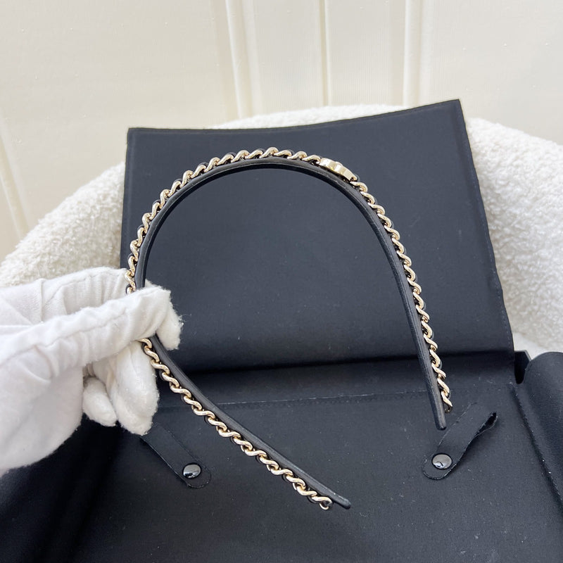 Chanel Hairband With Interwoven Black Leather And Matte