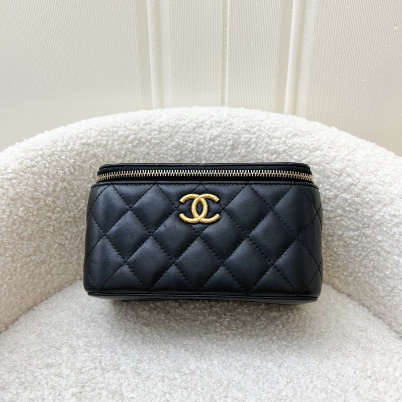 Chanel 22K Adjustable Chain Small Vanity in Black Lambskin and AGHW