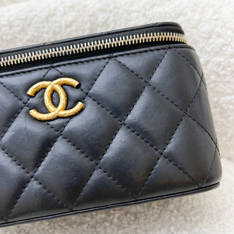 Chanel 22K Adjustable Chain Small Vanity in Black Lambskin and AGHW