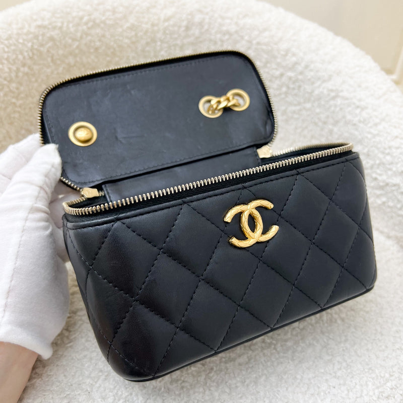 Chanel 22K Adjustable Chain Small Vanity in Black Lambskin and AGHW