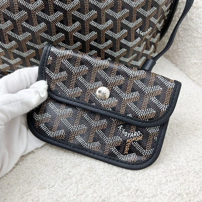 Goyard Mini Anjou Tote Bag in Black Goyardine Canvas and Leather