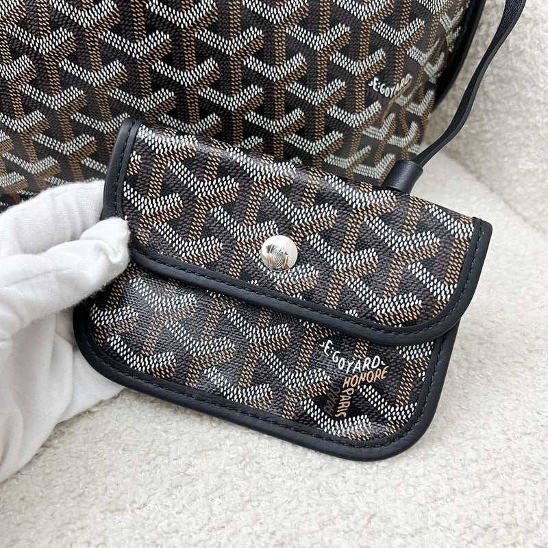 Goyard Mini Anjou Tote Bag in Black Goyardine Canvas and Leather