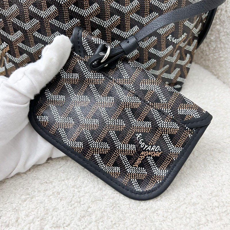 Goyard Mini Anjou Tote Bag in Black Goyardine Canvas and Leather