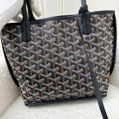 Goyard Mini Anjou Tote Bag in Black Goyardine Canvas and Leather