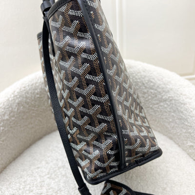 Goyard Mini Anjou Tote Bag in Black Goyardine Canvas and Leather