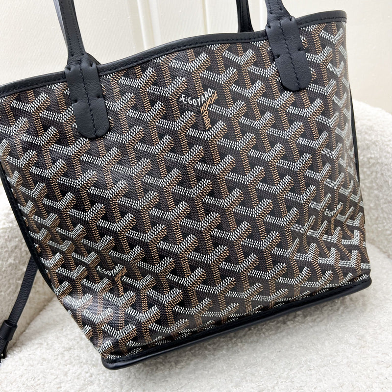 Goyard Mini Anjou Tote Bag in Black Goyardine Canvas and Leather