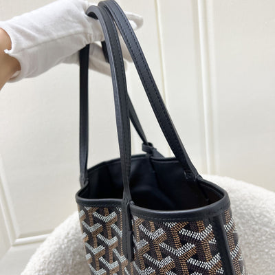 Goyard Mini Anjou Tote Bag in Black Goyardine Canvas and Leather