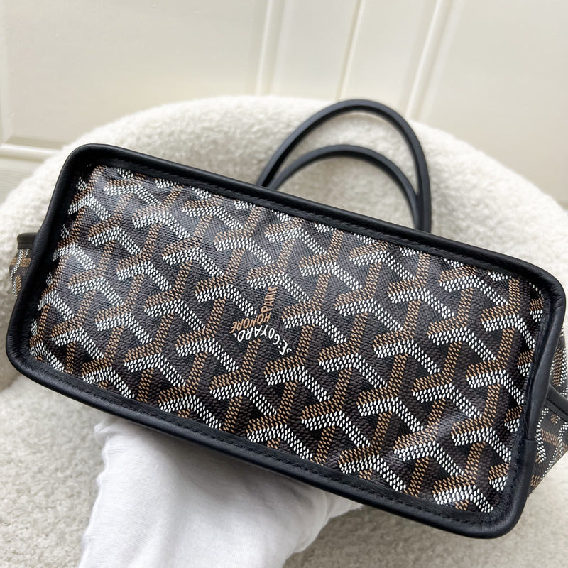 Goyard Mini Anjou Tote Bag in Black Goyardine Canvas and Leather