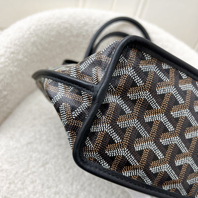 Goyard Mini Anjou Tote Bag in Black Goyardine Canvas and Leather