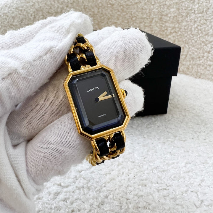 Chanel Vintage Premiere Watch in 24K GHW and Black Leather in Size M Brands Lover