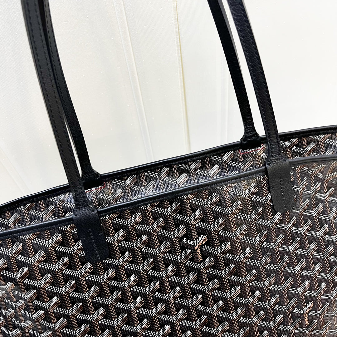 Goyard Artois MM Tote in Black Signature Goyardine Canvas and