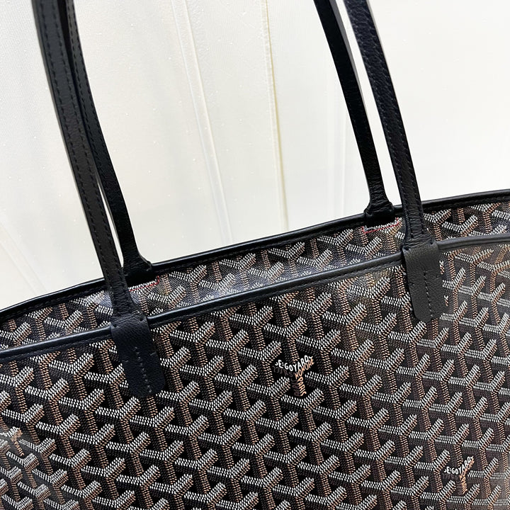 Goyard Artois MM Tote in Black Signature Goyardine Canvas and