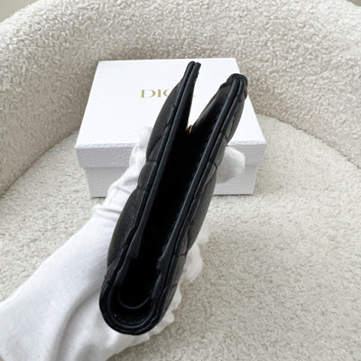 Dior Caro Dahlia Wallet in Black Calfskin and GHW