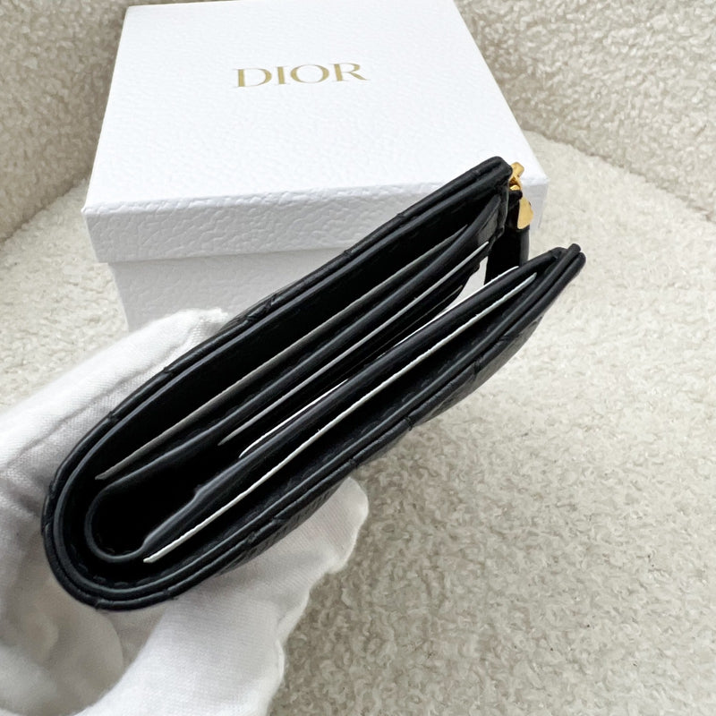 Dior Caro Dahlia Wallet in Black Calfskin and GHW