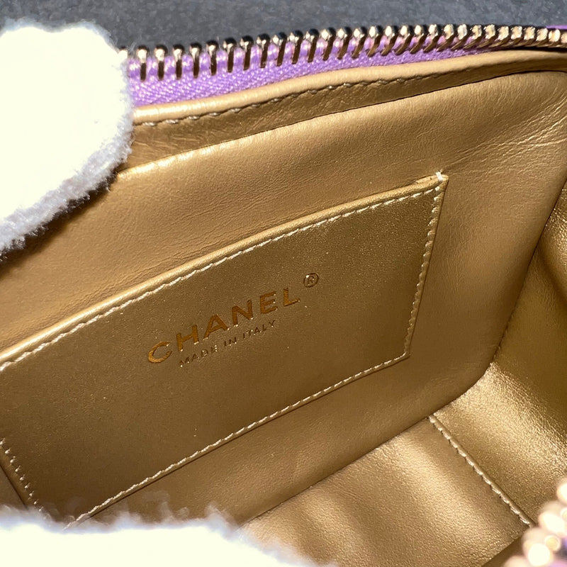Chanel 22S Pearl Crush Camera Bag in Purple Lambskin AGHW (Model: AS3258)
