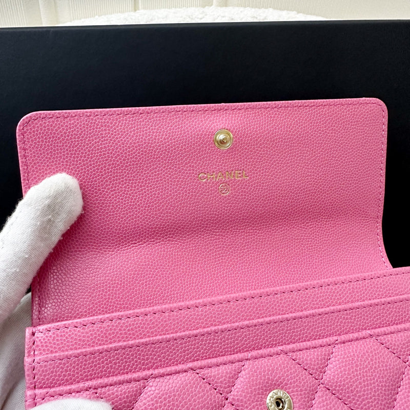 Chanel Seasonal Medium Mid-Length Wallet in Pink Caviar GHW