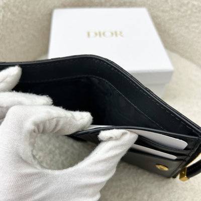 Dior Caro Dahlia Wallet in Black Calfskin and GHW