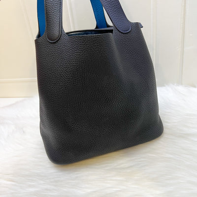 Hermes Picotin 22 in Bleu Nuit / Noir / Bleu Frida Clemence Leather and GHW