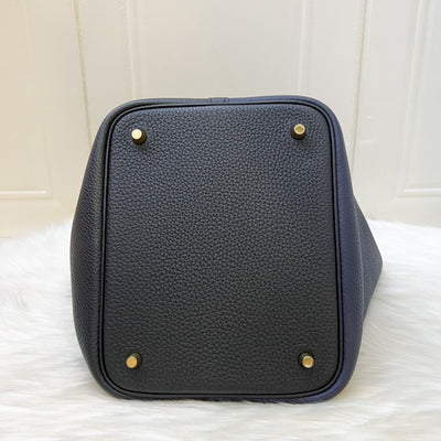 Hermes Picotin 22 in Bleu Nuit / Noir / Bleu Frida Clemence Leather and GHW