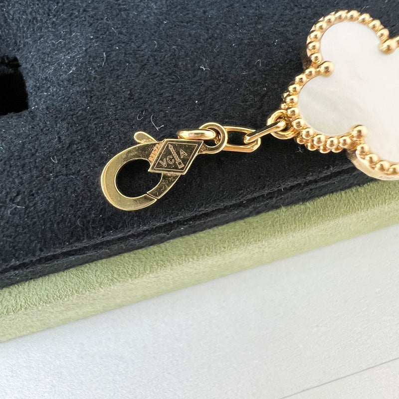 Van Cleef & Arpels VCA Vintage Alhambra 5 Motifs Mother-of-Pearl MOP Bracelet in 18K Yellow Gold