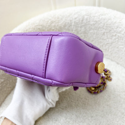 Chanel 22S Pearl Crush Camera Bag in Purple Lambskin AGHW (Model: AS3258)