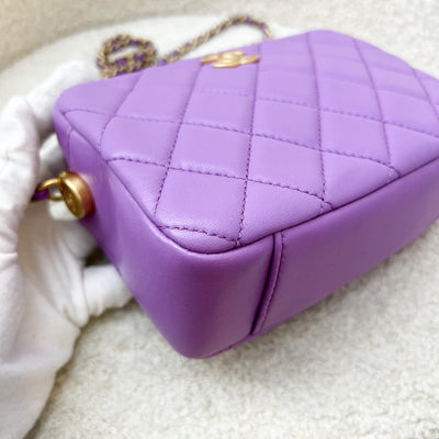 Chanel 22S Pearl Crush Camera Bag in Purple Lambskin AGHW (Model: AS3258)