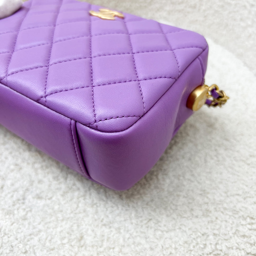 Chanel 22S Pearl Crush Camera Bag in Purple Lambskin AGHW (Model