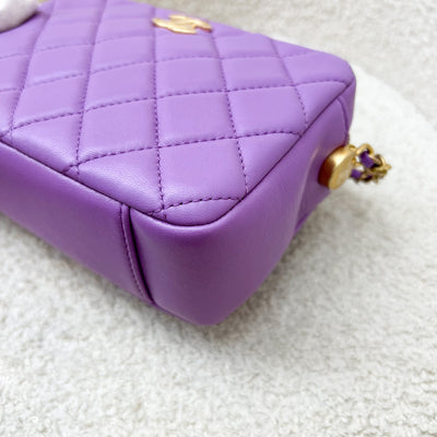Chanel 22S Pearl Crush Camera Bag in Purple Lambskin AGHW (Model: AS3258)