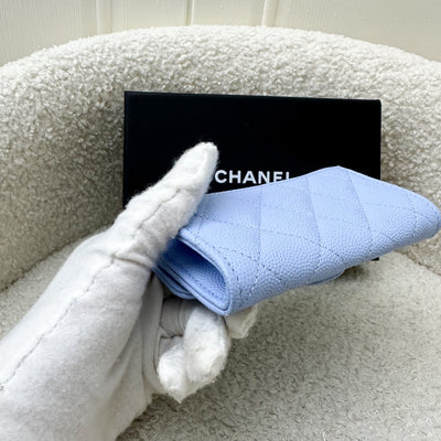 Chanel Classic Snap Card Holder in Periwinkle Blue Caviar and LGHW