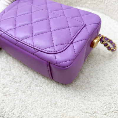 Chanel 22S Pearl Crush Camera Bag in Purple Lambskin AGHW (Model: AS3258)
