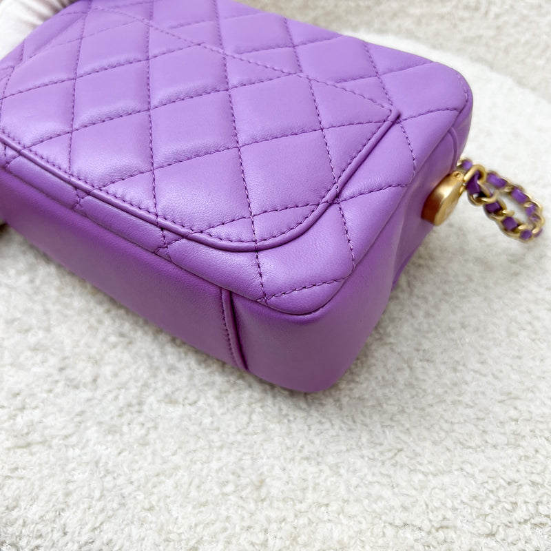 Chanel 22S Pearl Crush Camera Bag in Purple Lambskin AGHW (Model: AS3258)